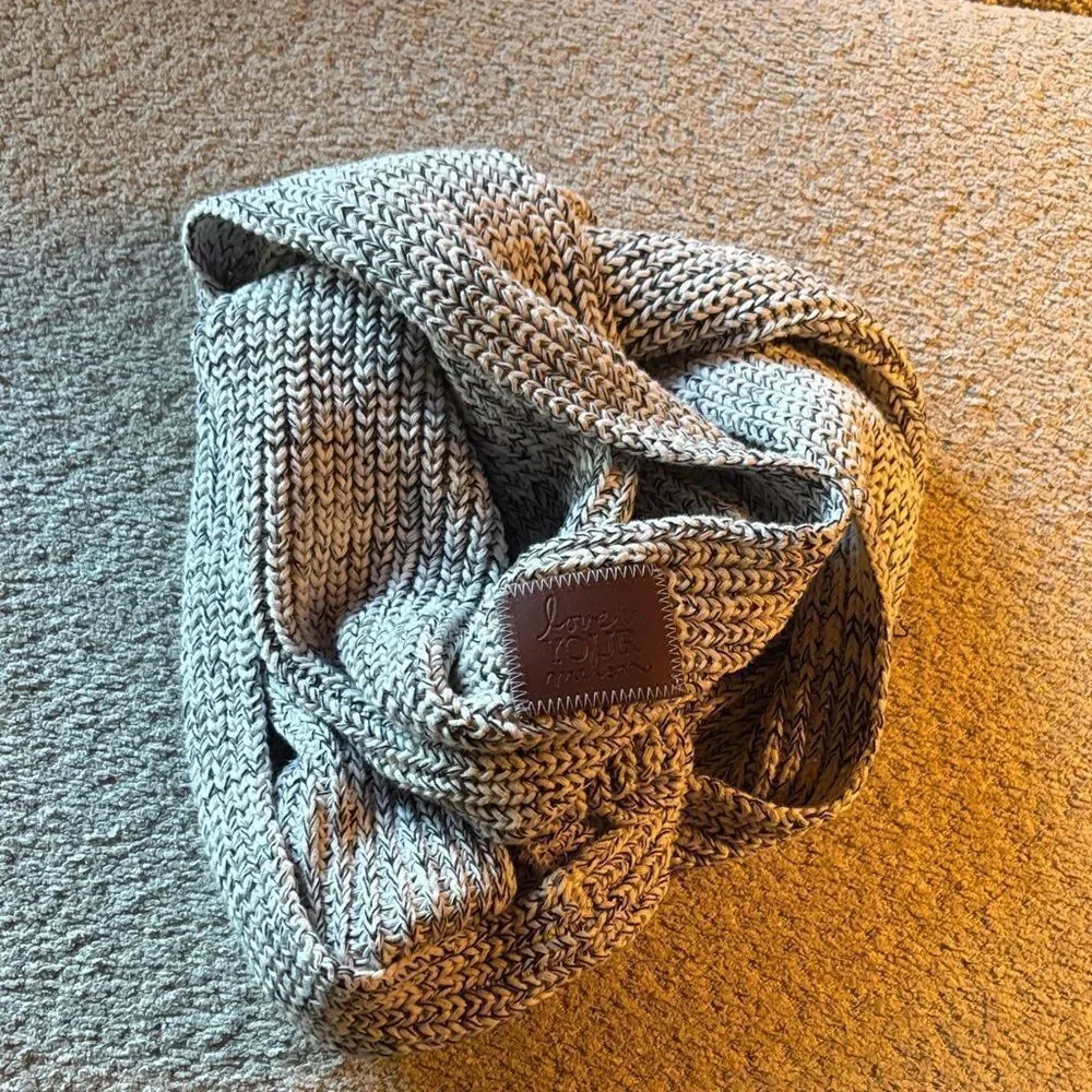 Chunky Knit Scarf with Leather Patch